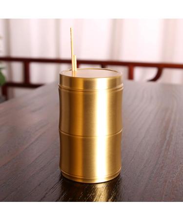LUOFENG Brass Toothpick Holder - Elegant Toothpick Dispenser & Bamboo Storage Box for Stylish Dining - International Shipping Available - Buy Online on GoSupps.com