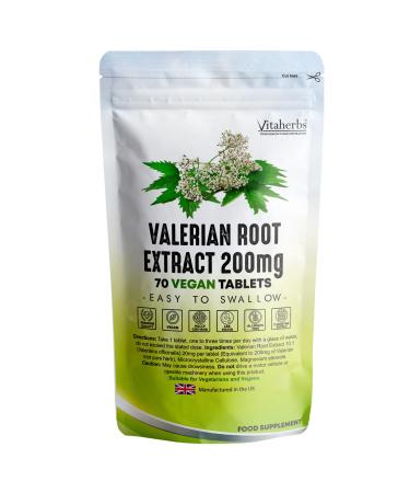 Vitaherbs Valerian Root 200mg - 70 Tablets | Valerian Root Tablets | Valeriana Officinalis Extract | Vegan Tablets | Premium Quality | Made in The UK