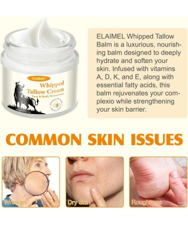 Beef tallow and honey balm for face moisturizing tallow cream for face and body skin care and lip balm herb fed beef tallow balm for skin care - Buy Online on GoSupps.com