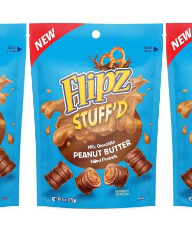 Flipz Stuff'D, Milk Chocolate Peanut Butter Filled Pretzels, 6 Ounce Resealable Bag 6 Ounce (Pack of 1)