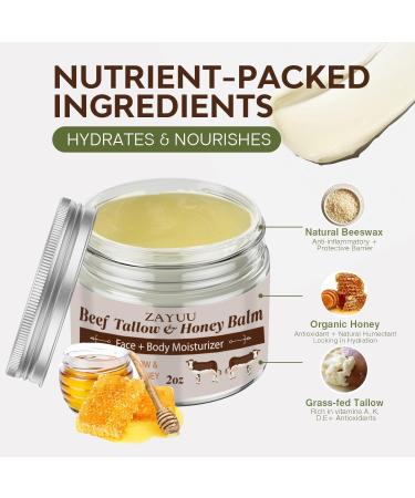 Beef Tallow & Honey Balm - All-Natural Moisturizer for Face & Body | Grass-Fed Tallow & Raw Honey Hydration - Buy Online on GoSupps.com