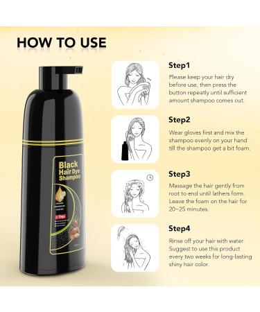 Black Hair Dye Shampoo 3 in 1 for Gray Hair - Herbal Color Shampoo for Women & Men (500ml - Buy Online on GoSupps.com