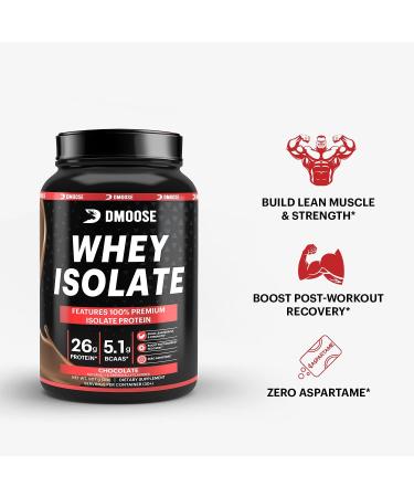 DMoose Whey Isolate Protein Powder - 26g Protein 5.1g BCAAs Gluten Free Muscle Maintenance & Recovery - Chocolate & Vanilla 30 Servings - Buy Online on GoSupps.com