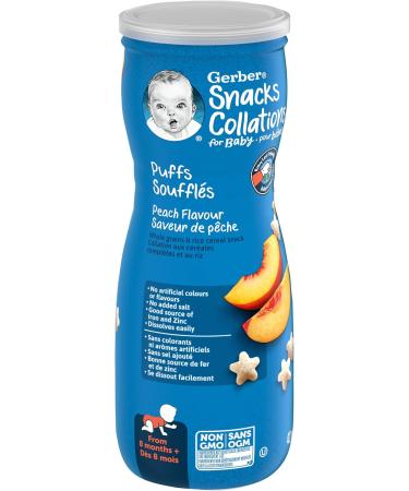 GERBER PUFFS Peach Baby Snacks Cereal Snack 8+ months 42 g 6 Pack - Buy Online on GoSupps.com