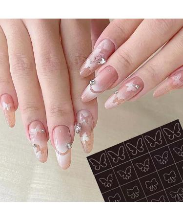NICENEEDED Airbrush Nail Stickers Nail Stencils French Nail Decals Printing Template Stencil Tool Hollow 3D Self-Adhesive Design Butterfly Star Heart Cross DIY Nail Art Manicure Charms Decoration - Buy Online on GoSupps.com