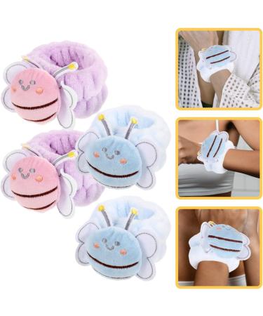 SHERCHPRY 4pi ces Bracelets De Spa Flanelle Pour Lavage Du Visage Lot De Bracelets Abeille Absorbant Eau Et Confortables - Buy Online on GoSupps.com