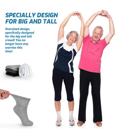 LIN Diabetic Socks for Men & Women - Non-Binding Circulatory Extra Wide Top - Quarter/Gray - 10-13 - 4 Pairs - Buy Online on GoSupps.com