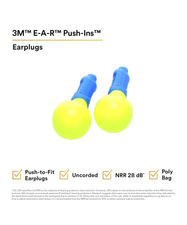 3M E-A-R Push-Ins Earplugs 318-1002 | Uncorded | 2000 Pair/Case | Poly Bag - Buy Online on GoSupps.com
