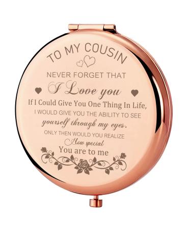 GAOLZIUY Cousin Gifts for Women Cousin Birthday Gifts Rose Gold Compact Mirror Gifts for Cousin Sister Birthday Christmas Graduation Gifts for Best Cousin Pocket Makeup Mirror Rose Gold-cousin-2 rose gold-sister-2