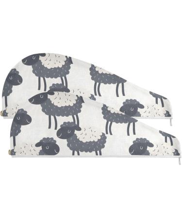 Funny Sheep Hair Towel 2 Pack Super Absorbent Quick Dry Hair Turbans with Button Twist Wrap for Women & Girls - Buy Online on GoSupps.com
