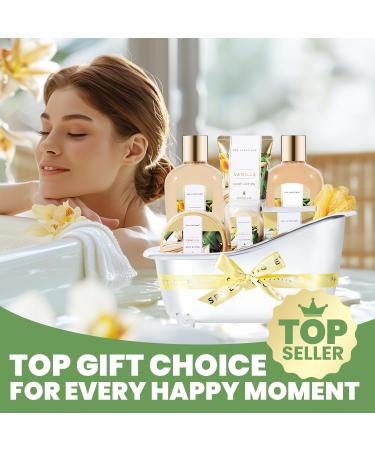 Spa Luxetique Spa Gift Set for Women Vanilla Fragrance Luxurious 8pc Gift Baskets for Women Cute Bath Tub Holder Gifts for Women - Birthday & Christmas Gift Set for Women Includes Shower Gel Bubble Bath Body Butter & More. Holiday Gift Idea Charming Vanil - Buy Online on GoSupps.com