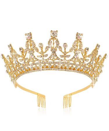 Didder Crowns for Women Rhinestone Crown Tiara  Tiaras and Crowns for Women  Tiaras for Girls Gold Crown for Girls Elegant Princess Crown Tiara with Combs Wedding Bridal Tiara Birthday Prom Party Gold 1 Count (Pack of 1)