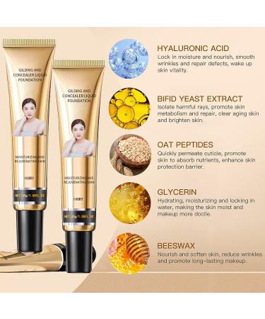 LSxia 2Pcs Liquid Concealer Foundation Set - Waterproof & Moisturizing Ivory Makeup for Full Coverage & All Skin Types - Buy Online on GoSupps.com