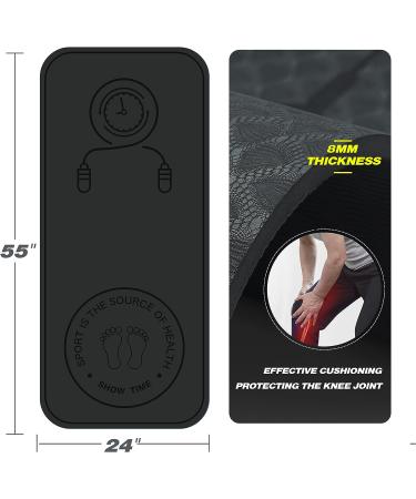 Vonoga Non-Slip 8mm Jump Rope Mat - Shock Absorption Indoor/Outdoor Padded Mat for Cross Rope Exercise - Black - Buy Online on GoSupps.com