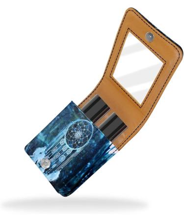 Travel Lipstick Organizer Case | Portable Makeup Bag with Mirror | Forest White Feather Dream Catcher | International Shipping Available - Buy Online on GoSupps.com