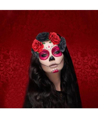 Day of The Dead Headband Halloween Headbands for Women Halloween Red/Black Floral Crown Headband Headpiece Party Costume Accessory - Buy Online on GoSupps.com