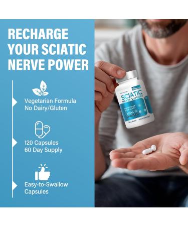 Sciatic Nerve Support Supplement 120 Capsules Nerve Savior for Neuropathy Premium Formula with Natural Botanical & Vitamin Complex ALA & Benfotiamine Complex for Hands Feet Toes & Legs Health - Buy Online on GoSupps.com