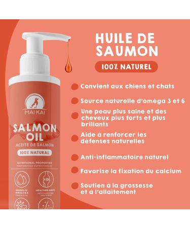 MAIKAI Salmon Oil for Dogs and Cats 500ml - 100% Natural - Rich in Omega 3 - Barf Supplement - Hair Loss Anti-inflammatory - Fish Oil - Food Supplement for Dogs - Buy Online on GoSupps.com