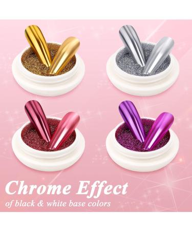 Melliex 8 Jar Metallic Nail Powder - Chrome Pigment for Stunning Nail Art (Gold Silver Pink Purple) - International Shipping Available - Buy Online on GoSupps.com