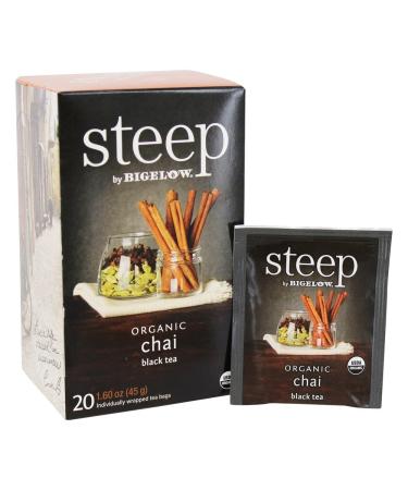 steep Organic Chai Black Tea 20 Count Box (Pack of 1), Certified Organic, Gluten-Free, Kosher Tea in Foil-Wrapped Bags