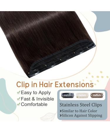 Elailite Clip In Extensions - Real Human Hair 3/4 Full Head 5 Clips 45cm Dark Brown #02 - Smooth & Natural Look - Buy Online on GoSupps.com