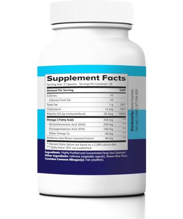 Marine Essentials- Marine D3 Omega 3 Calamari Ecklonia Cava DHA (60 Capsules) - Buy Online on GoSupps.com