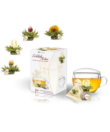 Creano Blooming Tea in Cupsize Flowering Tea Gift Set with 200 ml Glass Tea Cup and 8 Tea Flowers - White Tea - Buy Online on GoSupps.com