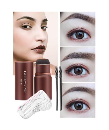 Eyebrow Stamp and Stencil Kit with 10 Reusable Stencils and 2 Brushes - Natural Brown - Buy Online on GoSupps.com