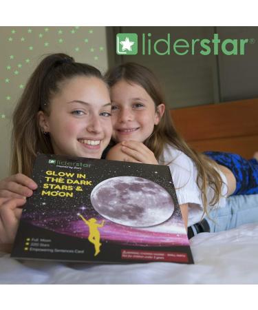 LIDERSTAR Glow in The Dark Stars and Moon Wall Decal - Luminous Ceiling and Wall Decor for Kids Rooms - Fluorescent Sticky Stars Gift with Affirmation Card - Buy Online on GoSupps.com