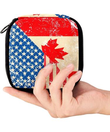 GIAPB Sanitary Napkin Storage Bag - Period Pad Holder & Makeup Pouch - American & Canada Flag Color - Buy Online on GoSupps.com