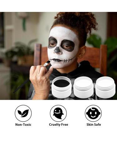 3-Piece Black & White Face Paint Set - Professional High Pigment Makeup for Halloween SFX & Cosplay - Body & Face Costume Accessory for Kids & Adults - Buy Online on GoSupps.com