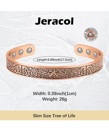 Jeracol Copper Magnetic Tree of Life Bracelet | Adjustable 100% Solid Copper Cuff Bangle with 12 Magnets | Men Women's Brazaletes | Gift Box Included - Buy Online on GoSupps.com