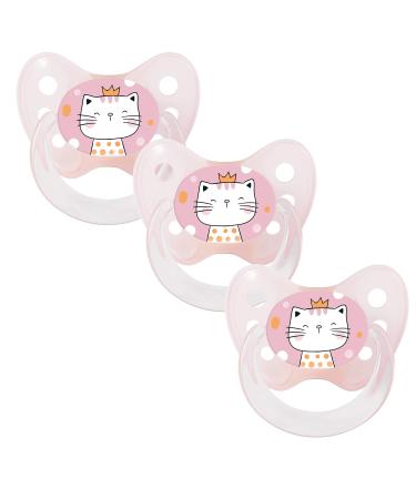 Dentistar Silikon Schnuller 3 Set- Size 2 6-14 months- tooth and jaw-friendly nucking with dental level- BPA-free- made in Germany- cat pink - Buy Online on GoSupps.com