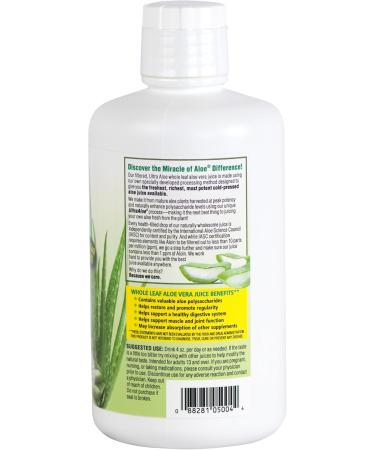 Miracle of Aloe Ultra Aloe Vera Juice Whole Leaf Pure Filtered Certified for Content and Purity 1 Qt - Buy Online on GoSupps.com