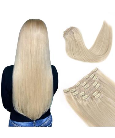Vlasy Clip in Hair Extensions Human Hair 7 Pieces Clip in Hair Extensions Real Human Hair Seamless Straight Natural Thick Weft Human Hair Clip in Extensions for Women Light Grey# 8 Inch(40 g) 8 Inch (40 g) Light Grey#