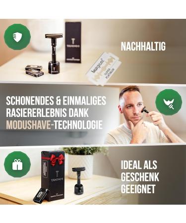 Taninos Razor Plane Men Set | Adjustable Safety Razor with 10 Blades | Smooth Shave for All Skin Types | Elegant Storage Stand | Perfect Wet Razor - Buy Online on GoSupps.com