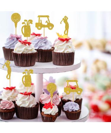 MonMon & Craft Golf Cupcake Toppers - Sport Theme Golf Birthday Cupcake Decor - Baby Shower Party Decor - Retirement Party Decorations Golf Club Cupcake Toppers - 24 Pcs Gold Glitter - Buy Online on GoSupps.com