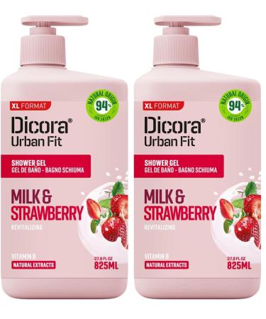 Dicora Urban Shower Gel - Natural Nourishing Body Wash with Fresh Fruity Aroma - Moisturizing Body Wash Women and Men - Milk and Strawberry - 27.8 oz (Pack of 2) 27.8 Fl Oz (Pack of 2)