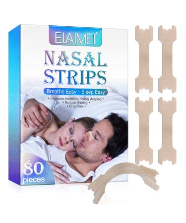 Nose Strips for Breathing Nasal Strips 80 Count Snoring Relief Nasal Congestion Relief due to Colds & Allergies Reduces Nasal Snoring caused by Nasal Congestion Drug-Free Opens Your Nose