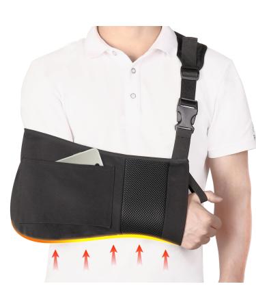 Arm Sling Shoulder Immobilizer with Pocket Breathable Comfortable Medical Sling Arm Shoulder Support for Shoulder Surgery Torn Rotator Cuff Elbow Wrist Injury Right and Left Arm Men and Women Black