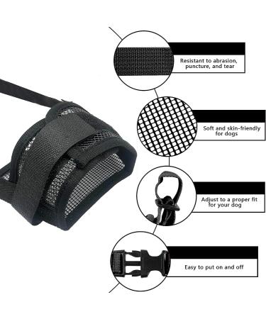 Yaodhaod XXL Black Dog Muzzle - Breathable Nylon Mesh Comfortable & Adjustable for Chewing Biting & Barking - Buy Online on GoSupps.com