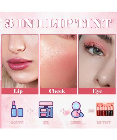 6 Colors Lip Tint Stain Set - Korean Lip Gloss Plumping Liquid Lipstick - Long Lasting & Waterproof Lip and Cheek Tint - High Pigment Vivid Colors - Lip Makeup Set - Buy Online on GoSupps.com
