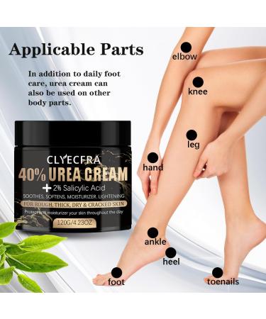 Urea Cream 40% with 2% Salicylic Acid - Ultimate Solution for Rough Dry and Cracked Skin | Moisturize Soften & Smooth for Feet and Body - Buy Online on GoSupps.com