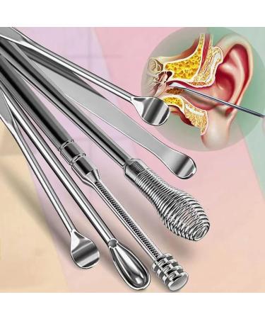LUXIOO 6PCS Ear Cleaning Master Set - Professional Spiral Design Stainless Steel Earwax Removal Kit for Ear Care - Purple - Buy Online on GoSupps.com