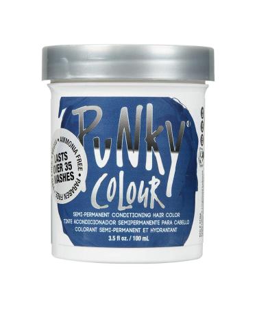 Punky Midnight Blue Semi Permanent Conditioning Hair Color  Non-Damaging Hair Dye  Vegan  PPD and Paraben Free  Transforms to Vibrant Hair Color  Easy To Use and Apply Hair Tint  lasts up to 35 washes  3.5oz Midnight Blu...