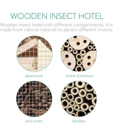 Navaris XL Wooden Insect Hotel - Natural Wood Garden Shelter for Bees, Butterflies, Ladybugs - 23 x 40 x 7 cm - Buy Online on GoSupps.com