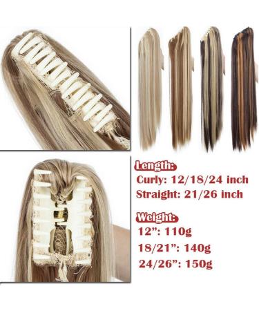 Long Short Claw Ponytail Hair Extensions One Piece Cute Clip in on Ponytail Jaw Claw on Straight Curly Hairpiece Brown Blonde Black Ombre 24" Curly Light brown & ash blonde - Buy Online on GoSupps.com