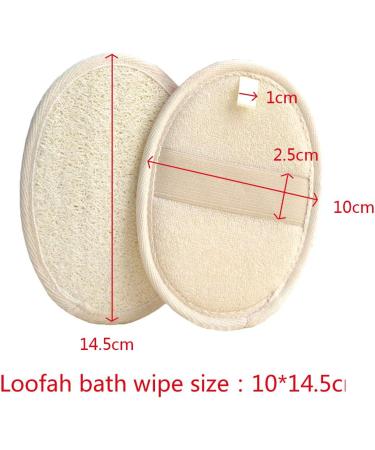 Jinlaili Exfoliating Loofah Pads - Shower Body Scrubber with Non-slip Hand Strap - Natural Luffa and Terry Cloth Material - Beige - Buy Online on GoSupps.com