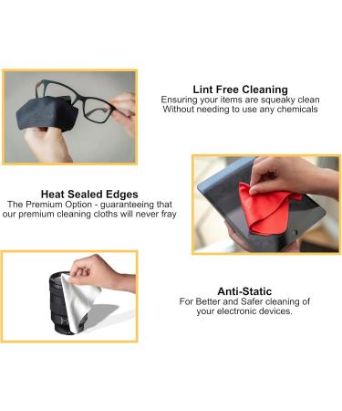 Ed Hicks 16 Premium Microfiber Cleaning Cloths for Glasses & Screens - 7x7 Large Pack with Storage Pouch - Buy Online on GoSupps.com