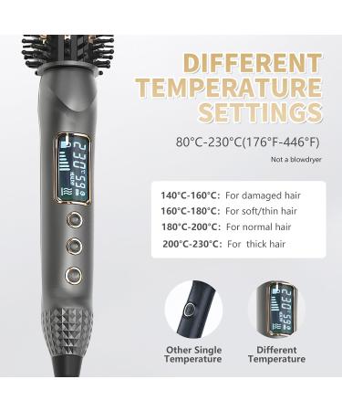 TANSHINE Curling Iron Brush 1.25 Inch Curling Thermal Brush Professional Anti-Scald Instant Heated Round Brush for Blowout Look Hair Curler Hot Brush Styler for Short Long Hair 1 1/4 Inch Curling Comb Grey - Buy Online on GoSupps.com